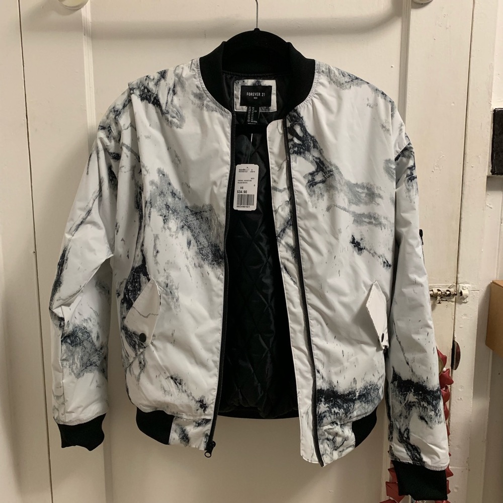 NWT FOREVER 21 MEN MARBLE BOMBER JACKET